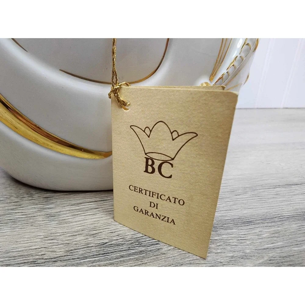 RARE Vintage 80s Italy Porcelain White Gold‎ Vase Butterfly Bruno Costenaro
